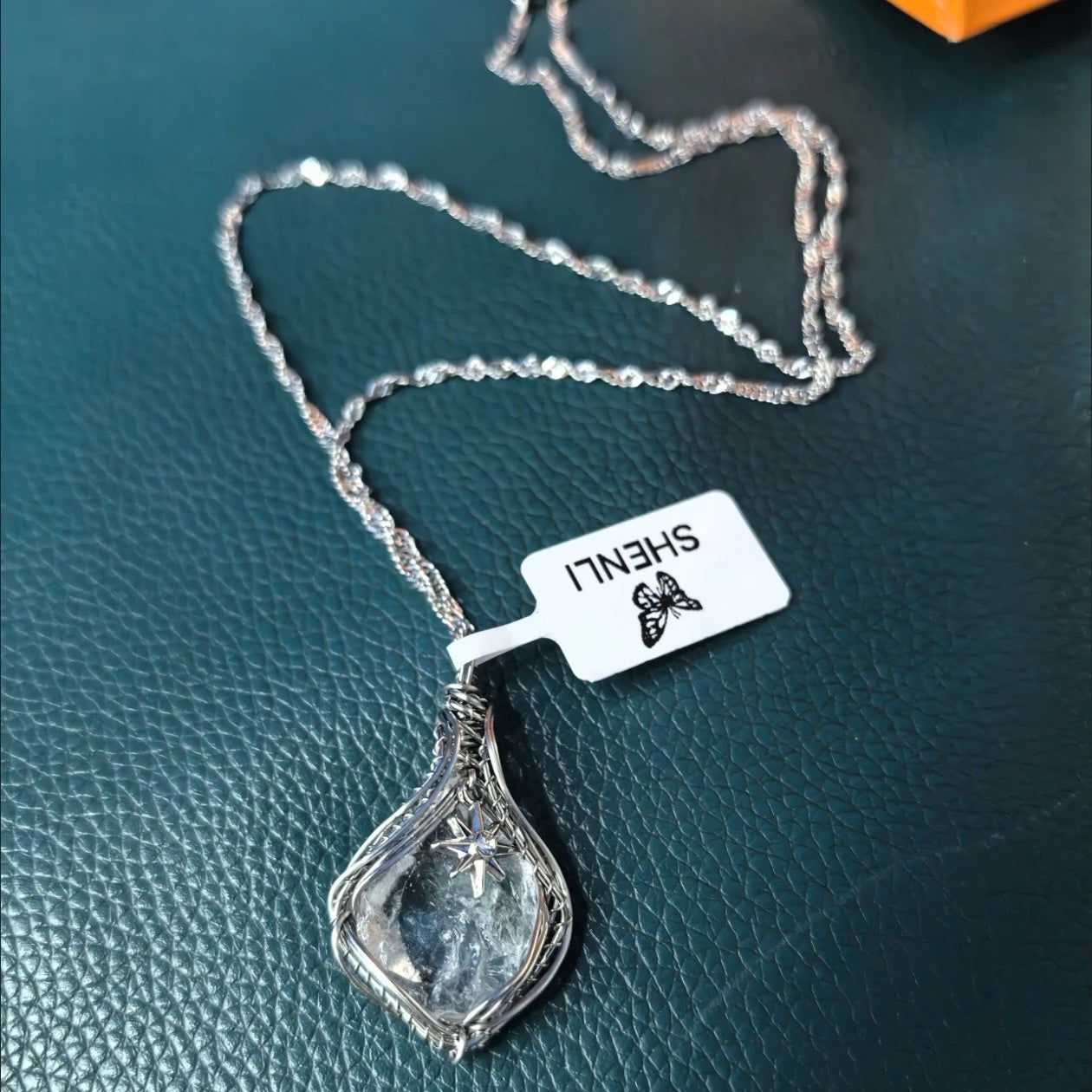 Wire Wrap White Crystal Necklace