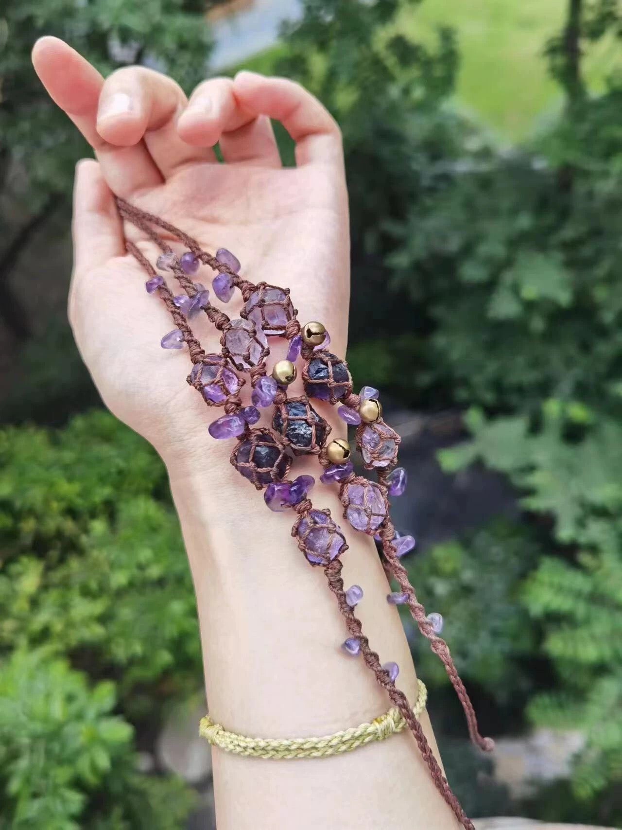 Boho Macrame Amethyst Bracelet
