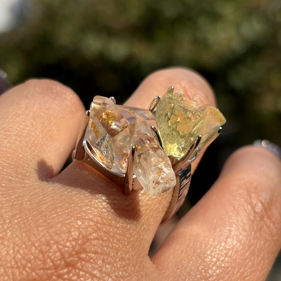 Citrine & White Crystal Ring