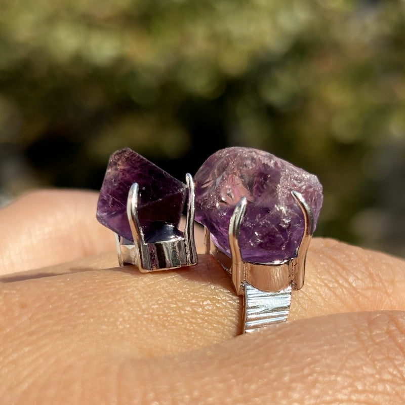 Amethyst & Fluorite Crystal Ring