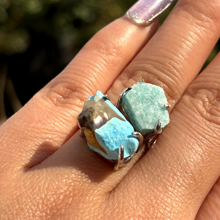 Blue Lace Agate Crystal Ring