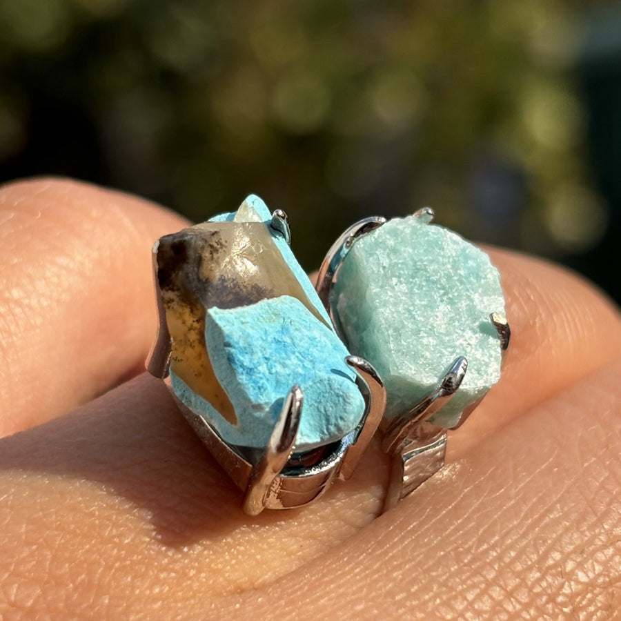 Blue Lace Agate Crystal Ring