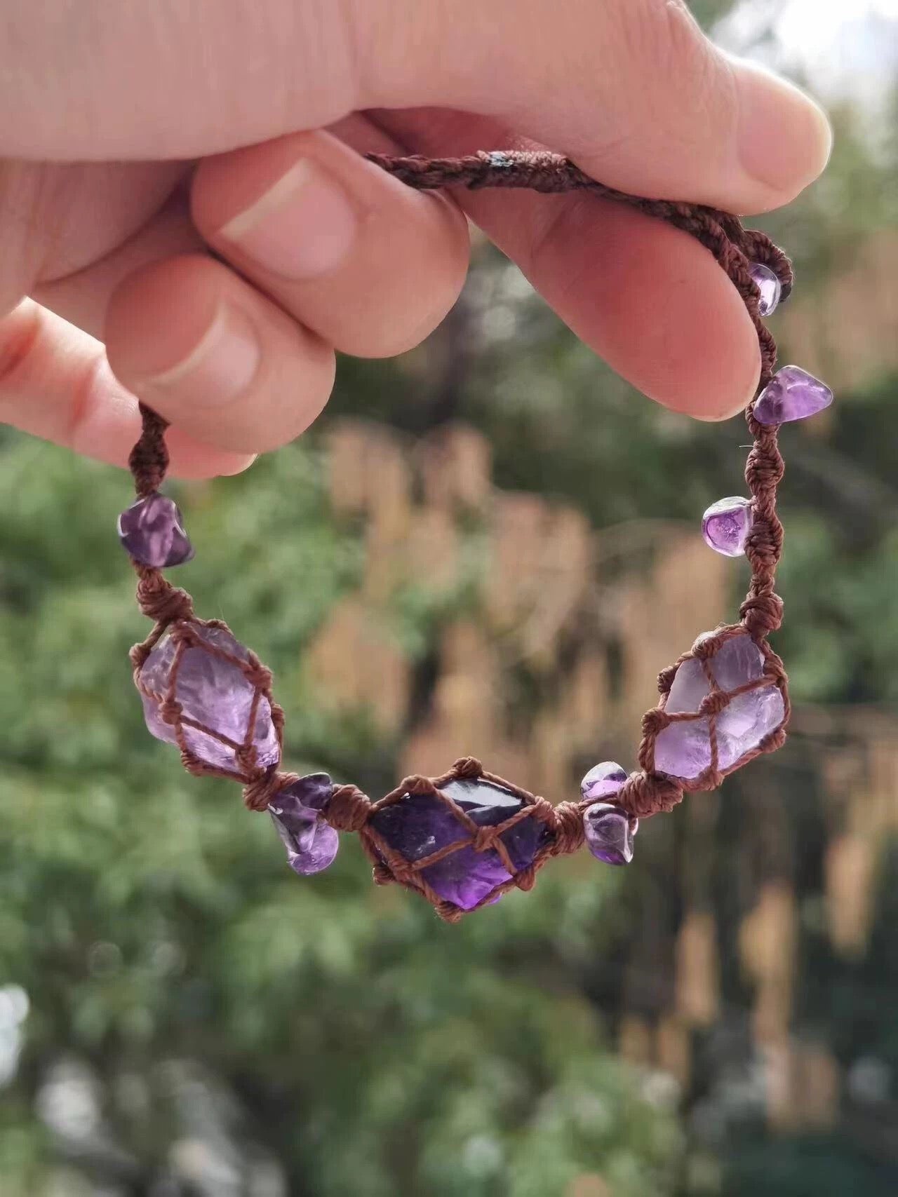 Boho Macrame Amethyst Bracelet