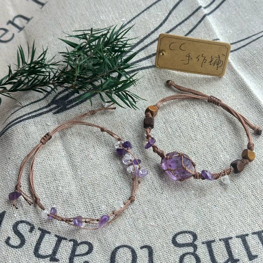 Amethyst Macrame Beaded Bracelet Stack