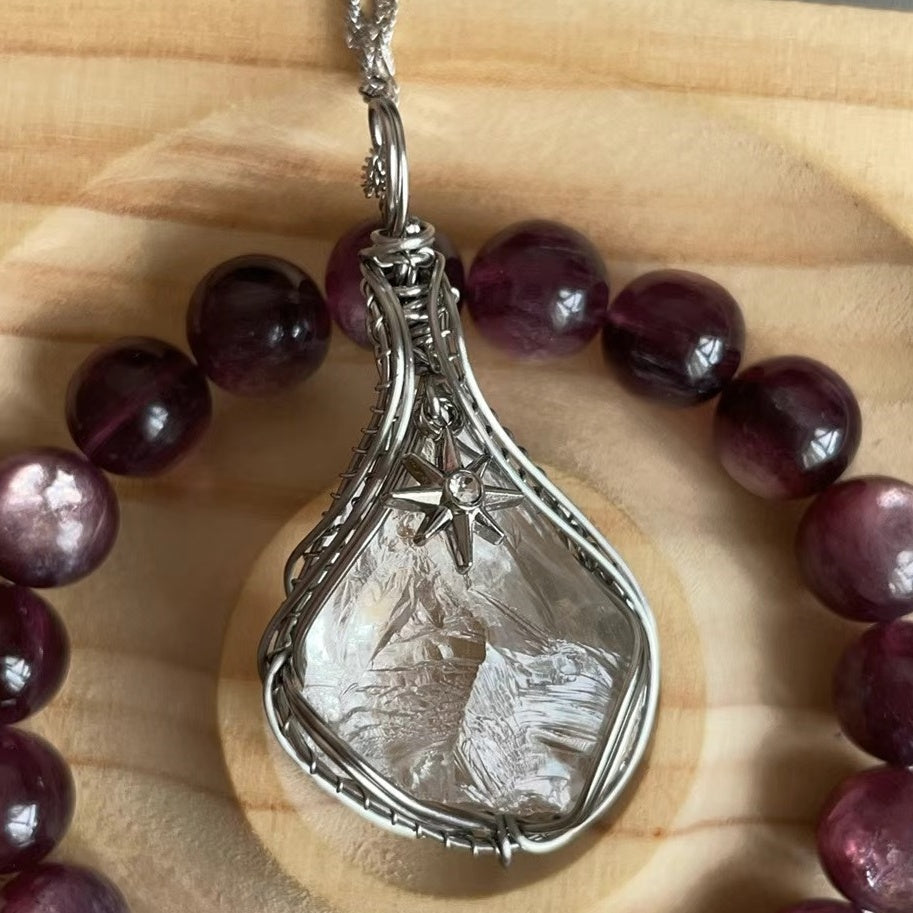 Wire Wrap White Crystal Necklace