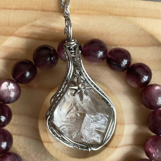 Wire Wrap White Crystal Necklace