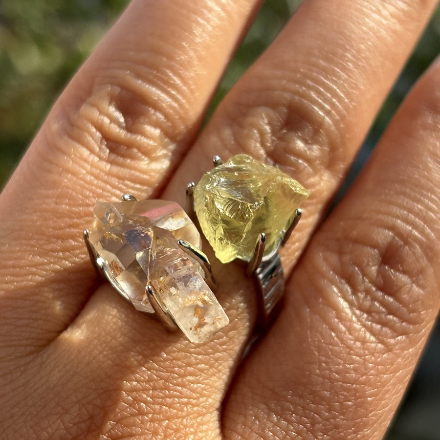 Citrine & White Crystal Ring