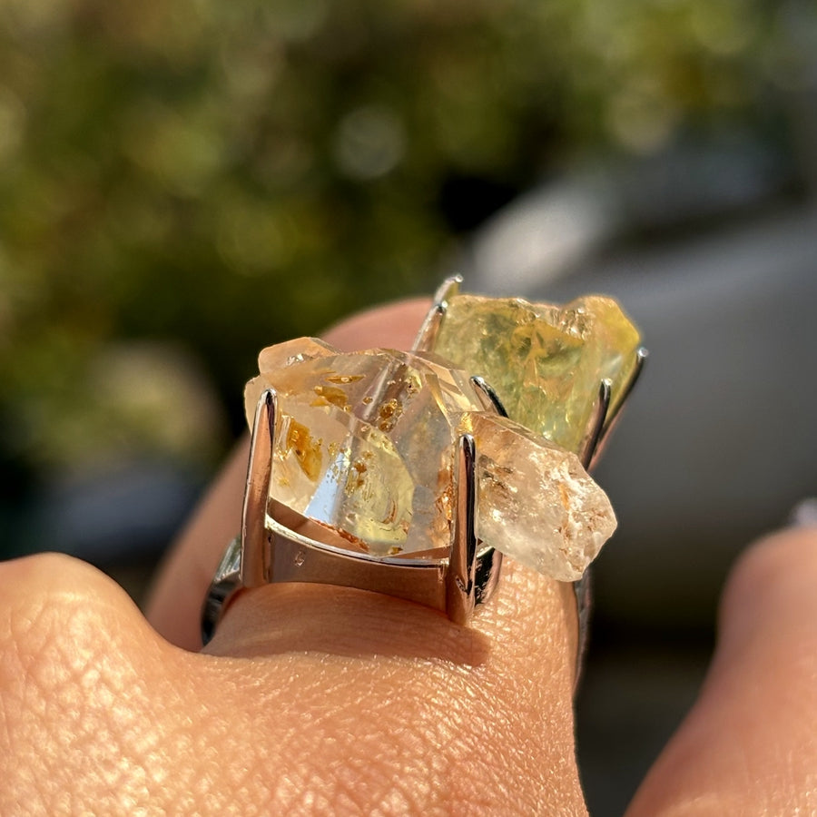 Citrine & White Crystal Ring
