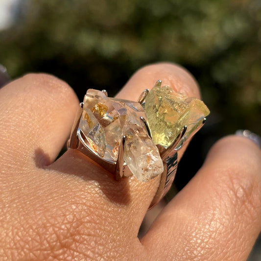Citrine & White Crystal Ring