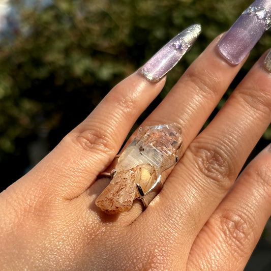 Red Mud Skeleton Crystal Ring