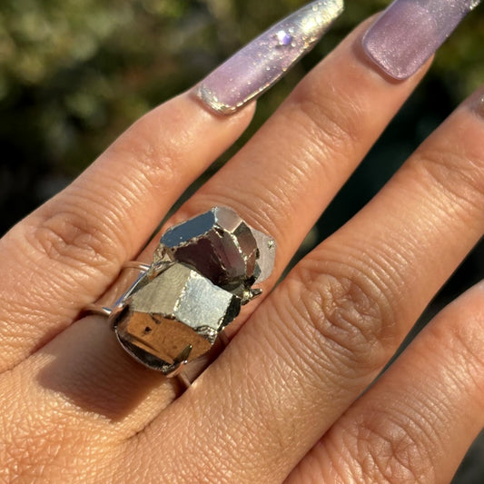 Pyrite Raw Stone Crystal Ring