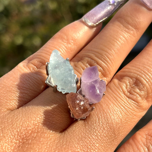 3 Gems Crystal Ring