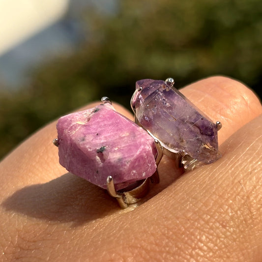 Quartz & Super Seven Crystal Ring
