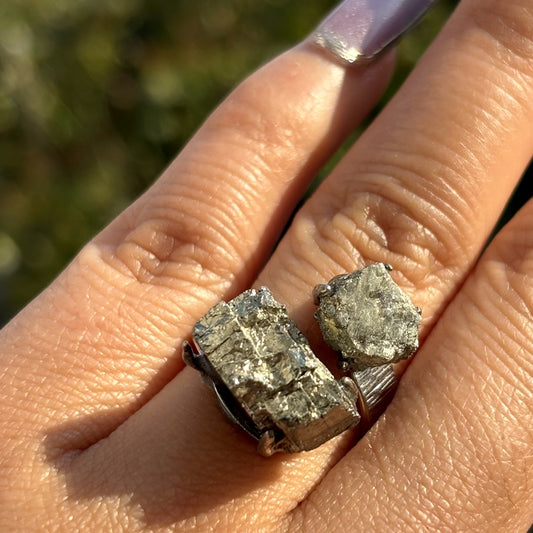 Raw Stone Pyrite Ring