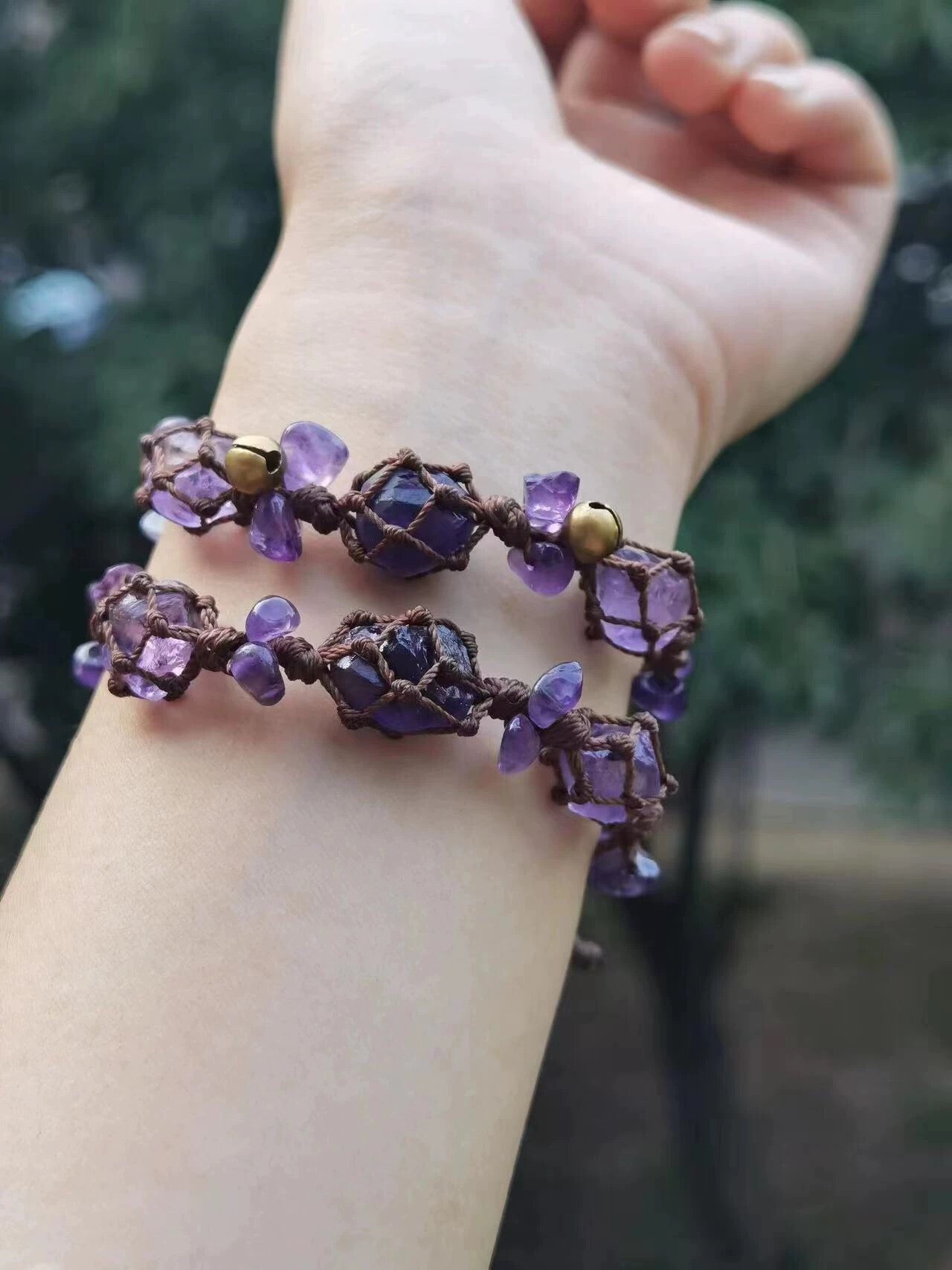 Boho Macrame Amethyst Bracelet