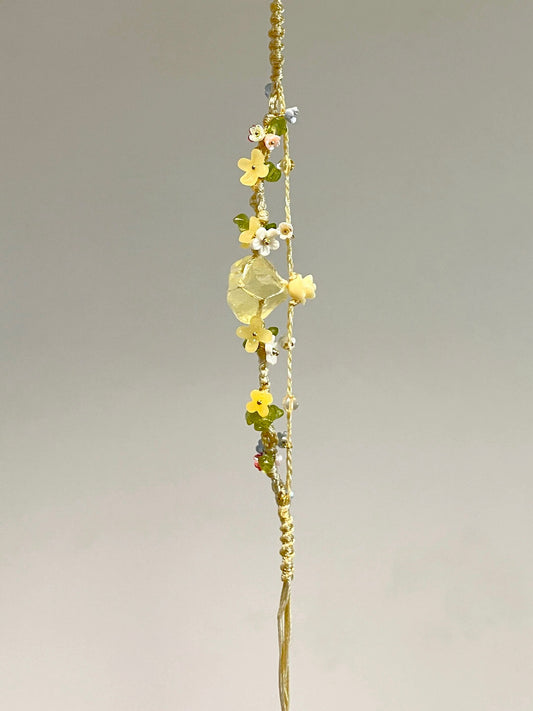 Boho Flower Macrame Citrine Crystal Bracelet