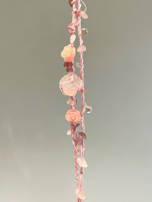 Boho Macrame Rose Quartz Crystal Bracelet