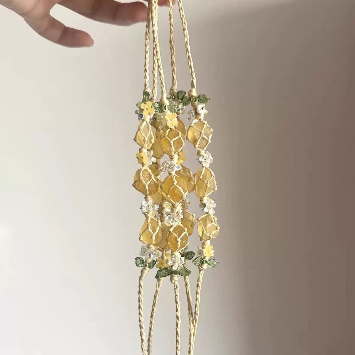 Boho Flower Macrame Citrine Crystal Bracelet