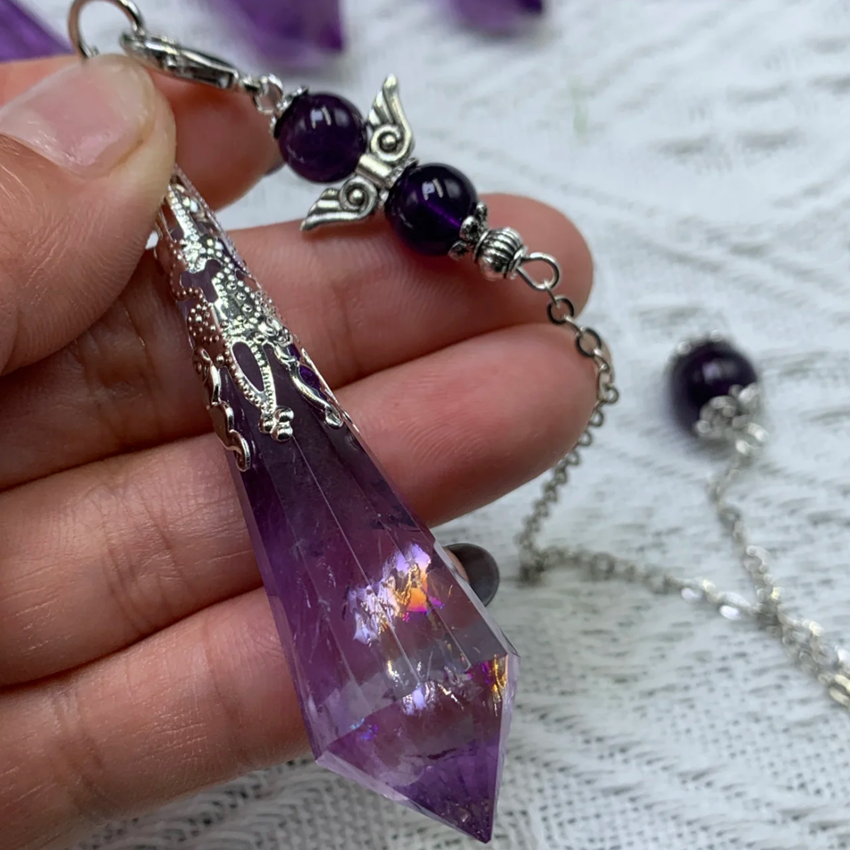 Caved Amethyst Pendulum
