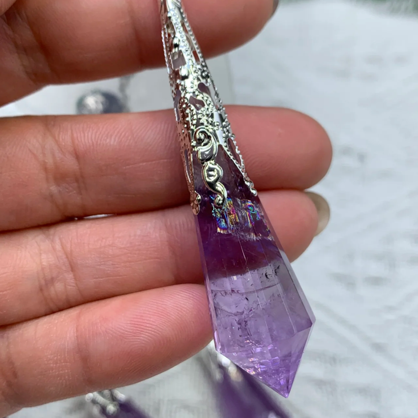 Caved Amethyst Pendulum