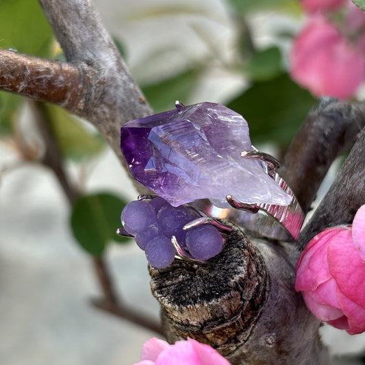 Amethyst Scepter & Grape Agate Ring