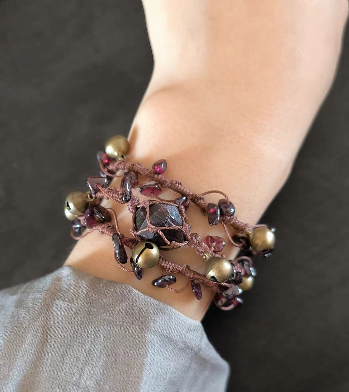 Macrame Beaded Crystal Bracelet