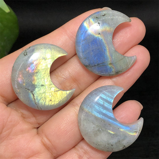 5Pcs Hand Carved Labradorite Moon