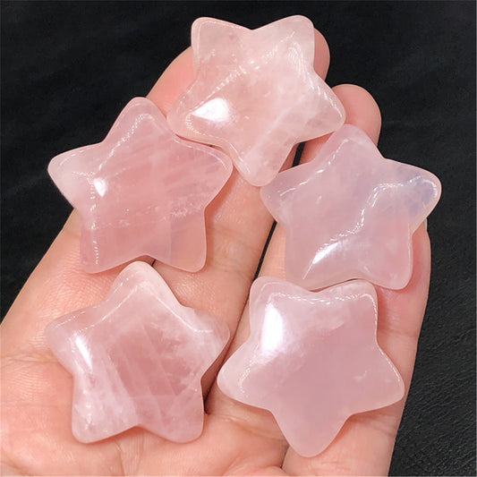 5Pcs Hand Carved Rose Quartz Stars